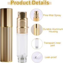 Fychuo Travel Perfume Atomiser Refillable, 5ml Portable Perfume Travel Bottle, Leakproof Mini Atomiser Perfume Spray Bottle for Handbag Elegant Dispenser for Women Men, Golden