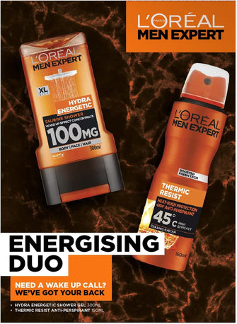 L'Oreal Men Expert - Energising Duo Gift Set, the Energising Shower Gel & Anti-Perspirant Body Care Routine, Gift Set for Men