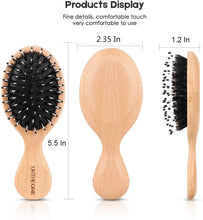 Hair Brush Mini Boar Bristle Hairbrush Pocket Travel Small Paddle Hair Brush for Men Women Kids for Thick Curly Thin Long Short Wet or Dry Hair Detangle Massage Add Shine