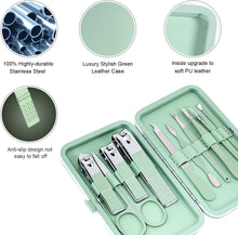 Manicure Set 10pcs Professional Nail Clippers Kit Pedicure Care Tools-Stainless Steel Grooming Tools for Travel (Green)