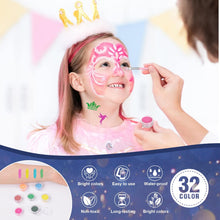 AOMIG Glitter Tattoo Kit, Kids Temporary Tattoo Set - 24 Colours Glitter, 8 Fluorescent Powder, 172 Stencils, Unique Body Nail Glitter Safe Body Make-up for Kids and Adults Halloween Christmas Party