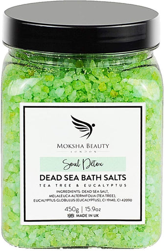 Foot Spa Salts With Tea Tree Oil - Made in UK (450g) Natural Dead Sea Salts for Women, Men. Tea Tree Foot Soak Aromatherapy Bath Salts