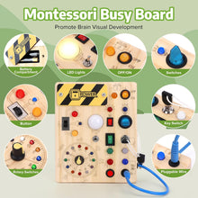Konijiwa Toddler Toys Montessori Busy Board Toys for 1 2 3 Year old Boys Girls Wooden ToyS with With 10 Switches and 23 LED Lights Switch toy Sensory Learning Toys 1 2 Year old Baby Girls Boys Gifts