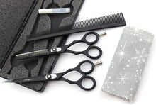 Haryali London Black Hairdressers Professional 6 Inch Hairdressing Barber Scissors Set Texturing Thinning Hair Cutting Shears, Comb, Oil Bottle, Cloth and Hair Clipper Comes in Black Case