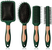 Hair Brush Set Anti Static Massage Oval Comb Round Hair Brush Vent Hair Brush Detangling Brush Paddle Brush for Women Men Green