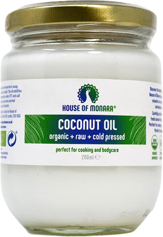 House of Monara Organic Extra Virgin Coconut Oil Pure, Raw and Cold Pressed 200 ml