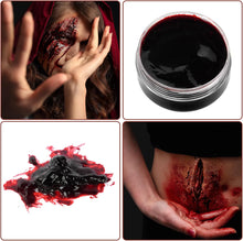 Aomig Halloween Fake Blood Makeup Kit, 3 Pcs Special Effects SFX Makeup, Vampire Fake Blood with Sponge, Realistic Washable Red Fake Blood Gel Zombie Vampire Monster Cosplay Mouth Clothes Dress Up