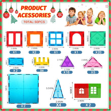 Magnetic Building Blocks,60PCS Oversize Magnetic Tiles Set Toddlers Toys for 3 4 5 6 7 Year Old Boys Girls Educational Construction Magnetic Blocks Toys Gifts for Kids Age 3-5 Christmas Birthday
