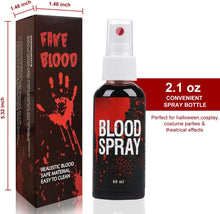 Fake Blood Set, 60ml Fake Blood Spray and 60ml Dripping Blood and 40ml Coagulated Gel Blood, Halloween Washable Fake Blood Makeup for Clothes, Zombie, Vampire Cosplay & Dress Up (Spray)