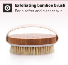 H&S 2pcs Body Brush Dry Skin Bath Shower Brush Back Scrubber Natural Bristles Exfoliating Cellulite Brush Bamboo Wood