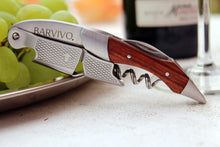Barvivo Wine Opener with Foil Cutter and Cap Remover - Double Hinged Corkscrew for Bartenders - Stainless Steel Wine Key for Easy Bottle Opening - Manual Wine Bottle Opener - Rosewood, 12x1.5x3 cm
