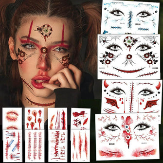 260+ PCS 36 Sheets Realistic Halloween Fake Tattoos Kid Halloween Temporary Tattoos for Kids Zombie Makeup Tattoos Scary Face Temporary Tattoos for Halloween Party