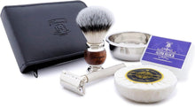 Haryali London Shaving Kit - 6pc Shaving Set - Synthetic Silver Tip Shaving Brush - Butterfly Safety Razor - Razor Cover - Shaving Soap - Shaving Bowl - Alum Block