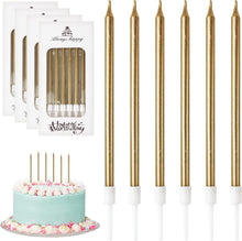 DONQL Birthday Cake Candles 24PCS, Tall Cake Candles, Long Birthday Candles, Thin Cupcake Candles with Holders for Birthday Cake Baby Shower Cake Wedding Party Decoration (24Pcs Champagne)