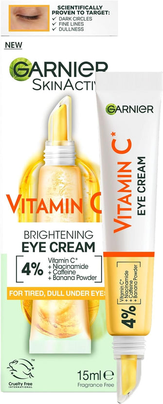 Garnier Eye Cream, With 4% Vitamin C, Brightening Eye Treatment For Dark Circles, Prevents Under Eye Bags And Puffiness, Vitamin C, 15ml