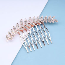 Aneneiceera Bride Wedding Crystal Hair Comb Clip Gold Hair Side Combs Leaf Hair Comb Rhinestone Headpieces Bride Hair Piece bridesmaid Hair Accessories for Women and Lady Girls(Gold)