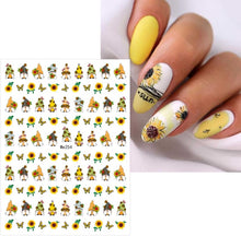 JMEOWIO 8 Sheets Spring Flower Nail Art Stickers Decals Self-Adhesive Sunflower Floral Nail Supplies Nail Art Design Decoration Accessories