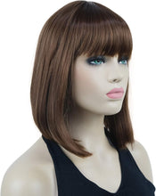 Lydell 10" Short Straight Bob Hair Wigs with Bangs Synthetic Hair Cute Wigs (30 Medium Auburn)