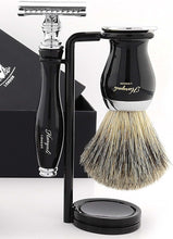 Haryali London 5 Piece Shaving Kit, Double Edge Safety Razor, Black Color Badger Brush, Soap, Bowl, Stand, Set as Gift, 1 g