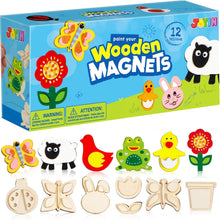 JOYIN 12 Wooden Magnet Creativity Arts & Crafts Painting Kit for Kids, Decorate Your Own Painting Gift for Boys Girls Age 3-12 Year Old,Birthday Parties and Family Crafts, Presents