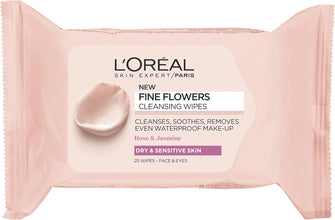 L'Oreal Paris Fine Flowers Cleansing Wipes-Dry and Sensitive Skin x25