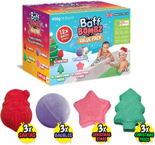 12 x Christmas Bath Bomb Gift Set from Zimpli Kids, Great Value Stocking Fillers for Children, Bath Fizzers, Xmas Presents for Boys & Girls, Organic, Moisturising, Vegan Friendly & Cruelty Free