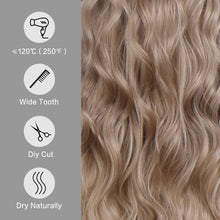 HAIRCUBE Long Curly Wigs Pale Ash Blonde Natural platinum Wigs Middle Part Bangs Heat Resistant Fiber Pretty Hair Styles with Highlights and Lowlights :White Sand Blonde with Ashey Beige