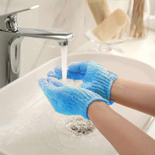 Exfoliating Glove Reusable Blue Exfoliating Mitt Body Exfoliator Scrubber for Bath Shower Dead Skin Cell Remover Bathing Accessories (2pc)