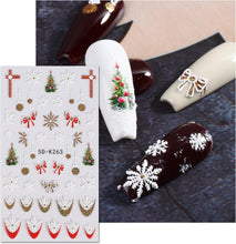 JMEOWIO 3D Embossed Christmas Nail Art Stickers Decals Self-Adhesive 5D Cute Snowman Snowflake Xmas Winter Holiday Nail Supplies Nail Art Design Decoration Accessories 4 Sheets