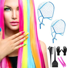 Hair Highlighting Kit,Highlighting Cap,2 PCS Hair Disposable Frosting Cap set for Salon Home Use with 2 Plastic Hook,2 Hair Dye Comb Hair Dye Brushes,2 Hair Clips, 2 Latex Gloves Set for Dyeing Hair