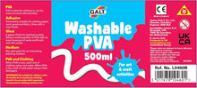 Galt Washable PVA Glue for Crafting, 500ml - Slime Making Easy Clean Kids Glue, Washes Out of Clothes - Clear Arts and Crafts Glue for Paper, Card, Wood and Fabrics - Children Safe, Ages 3 Years Plus