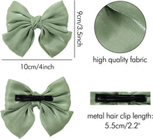 8 Pack Shiny Glitter Fabric Knotted Large Bowknot Big Hair Bow Hair Clips Metal Alligator Barrettes Hairpins Handmade Hair Accessories for Women