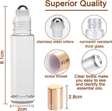 JamHooDirect 10ml Essential Oils Roller Bottles, Empty Refillable Transparent Glass Roll on Bottles with 1 Opener & 1 Dropper, Perfect for Aromatherapy, Fragrance, Perfume (6Pcs)