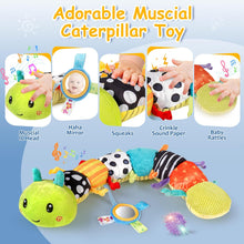 Joyreal Baby Toys 0-6 Months, 10pcs Newborn Sensory Toys Set, Baby Musical Caterpillar Toys, Rattles, Ribbons, Baby Essentials Baby Sensory Box, Newborn Baby Gifts for 3 6 9 12 Months