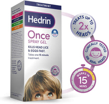 Hedrin Once Spray Gel, Head Lice Treatment, Nits Treatment, Kills Headlice and Eggs in 15 Minutes  60 ml