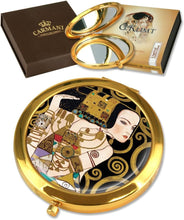 CARMANI Gustav Klimt 'Expectation' Pocket Mirror, Gold Plated Bronze Make-up, Compact, Travel Mirror