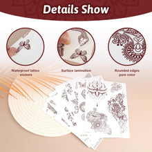 9 Sheets Temporary Tattoos for Women Girls, Brown Red Lotus Mandala Flower Art Fake Tattoos Kit Waterproof 3D Indian Lace Eid Eid al-Fitr Wedding Tattoo Stickers for Hand Body Neck Arm