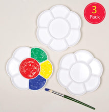 Baker Ross AF994 Flower Paint Plastic Palettes with 7 Wells for Painting and Children's Arts and Crafts Projects (Pack of 3), White, 17cm
