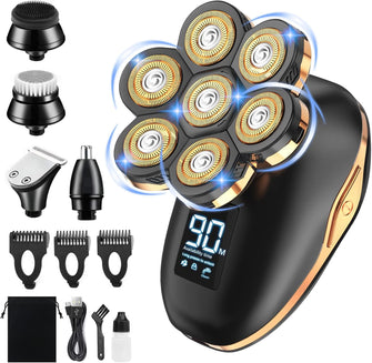 Head Shavers for Men 7D, CHLANT Mens Head Shaver for Bald Men Wet&Dry Waterproof Bald Head Shaver for Men,Electric Shavers Men Cordless Rechargeable 5-in-1 Grooming Kit with Beard Trimmer Hair Clipper