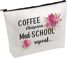 Med Graduation Makeup Bag Coffee Mascara Med Repeat Cosmetic Bag Parents Proud Gift (Coffee Mascara Med)