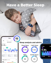 BIGGERFIVE Kids Smart Watch, 1.8" Fitness Watch Pedometer, Heart Rate, Sleep Tracker, IP68 Waterproof, Calorie Step Counter, Puzzle Games with/without APP for Girls Boys Teens 5-16, Blue