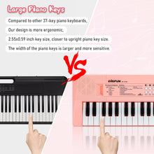 Docam Kids Piano Keyboard, 37 Keys Piano for Kids Music Piano with Microphone Portable Multi-Function Electronic Keyboards Educational Musical Gift Toys for 3 4 5 6 Year Old Girls Boys (Pink)