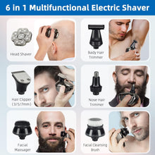 Head Shavers for Men,Upgrade 9D Electric Shavers Men 6-in-1 Bald Head Shaver,IPX6 Waterproof Shavers for Men Cordless Rechargeable Wet&Dry Rotary Razors Grooming Kit with Beard Clippers Nose Trimmer