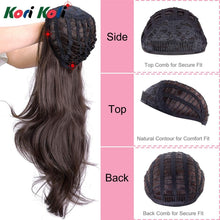 Kori Koli 24 Inch Wavy 3/4 Half Wig Long Synthetic Hair Extensions Light Black Capless Wigs Hair Clips Extension For Women 210g (9)