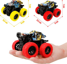 m zimoon Monster Truck, Pull Back Vehicles Friction Cars 360 Degree Rotating Inertia Car Toys for Boys Girls Toddler(2pcs, Red Yellow)