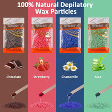 Hard Wax Beads, 4 X 100G Painless Hard Wax Beans with 10 Applicators, Professional Wax Beads for Eyebrow, Armpit, Bikini, Back, Chest, Legs, Painless Hair Removal