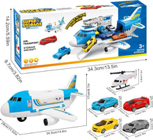 m zimoon Transport Airplane, Transport Cargo Plane Car Kids Toys Set with 4pcs Cars, 1pcs Helicopter Toy and 1pcs DIY Stickers Gift Toys for Boys Girls