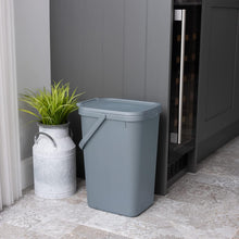 Addis 519226 Kitchen Recycling & General Storage bin 18 litres Stackable Food Waste Organiser Caddy with Clip lock lid & carrying Handle, Eco from Recycled Plastic Light Grey