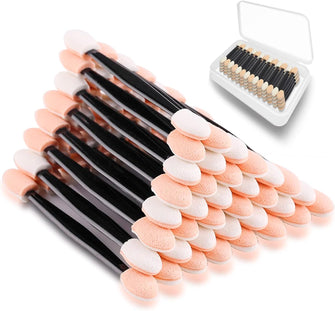 50 Pcs Eyeshadow Brush Set, Eye Shadow Brush Double Sided, Eye Shadow Applicator Sticks, Sponge Makeup Applicator for Eyes