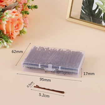 Laicky Bobby Pins, 200Count Brown Hair Pins Hairpins with Box for Women Lady Girls Kids Hair Grips Invisible Wave Hairgrip Barrette Hairclip Bulk Hair Accessories (Brown 5.2CM)